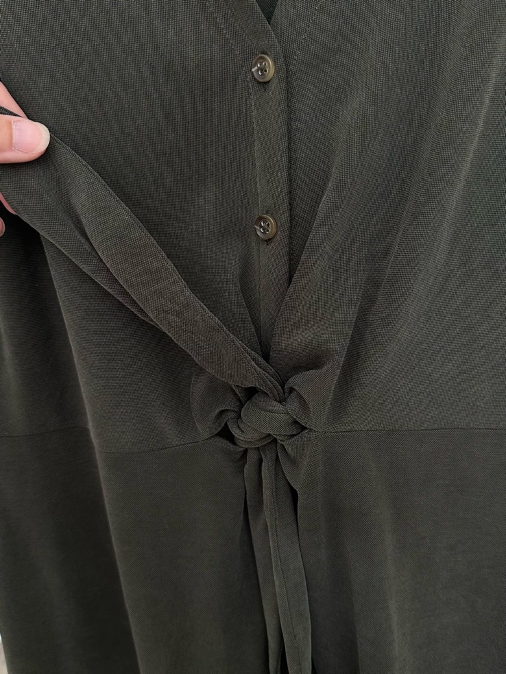 Lou & Grey Olive Green Sleeveless Tie-Front Maxi Dress - Picture 3 of 6